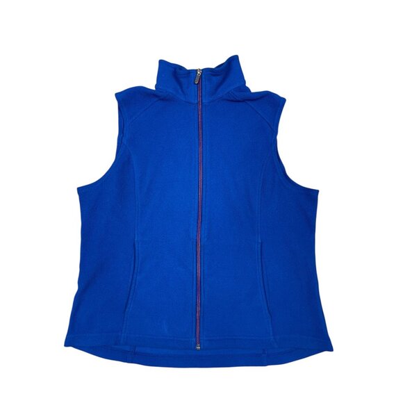 Lands' End Womens Fleece Vest Large 14-16 Blue Full Zip Sleeveless Jacket - Picture 1 of 6